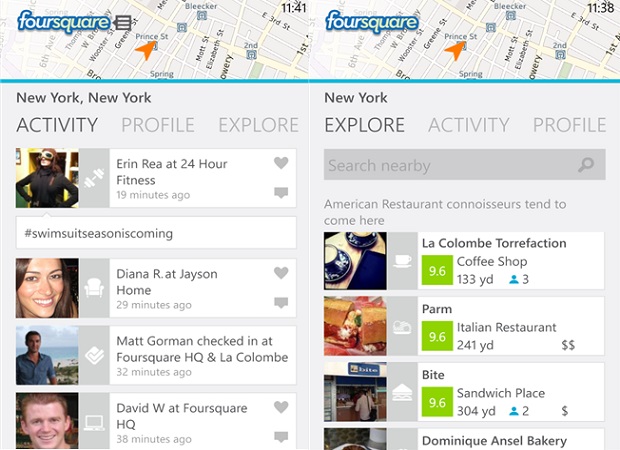 Foursquare Windows Phone