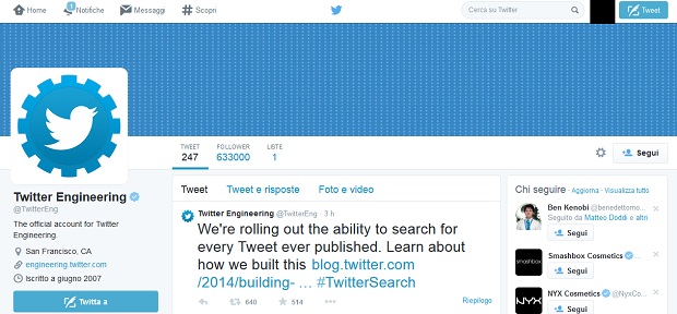 Twitter ricerca tweet