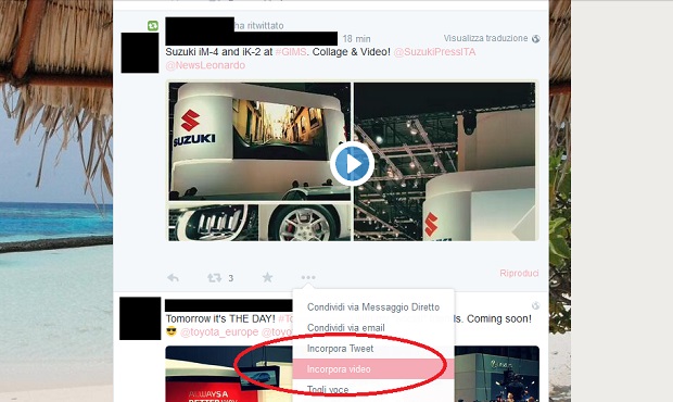 Twitter embeddare video