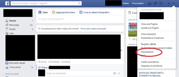 Facebook: Impostazioni