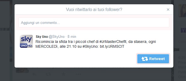 Twitter retweet con commento citazioni