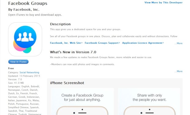 Facebook Groups per iOS