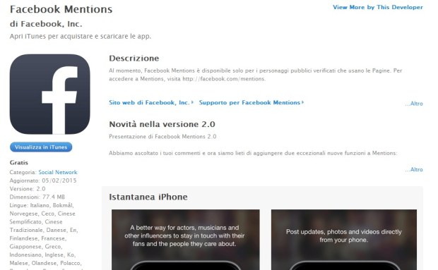 Facebook Mentions per iOS