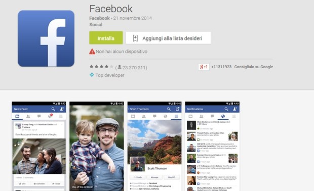 Facebook per Android