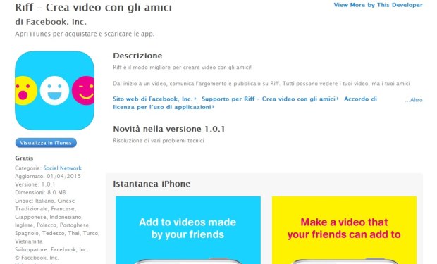 Facebook Riff per iOS