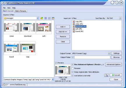 FastStone Photo Resizer permette di ridimensione, rinominare, convertire piÃ¹ foto contemporaneamente