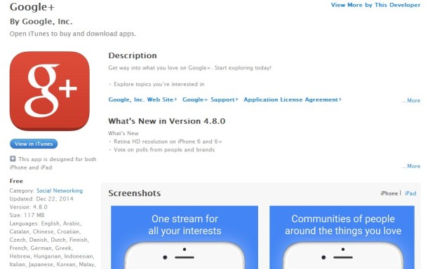 Google+ per iOS