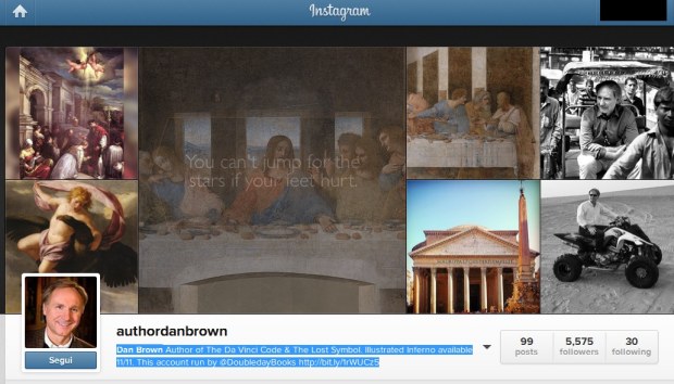 Account Instagram di Dan Brown