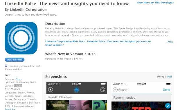 LinkedIn Pulse per iOS