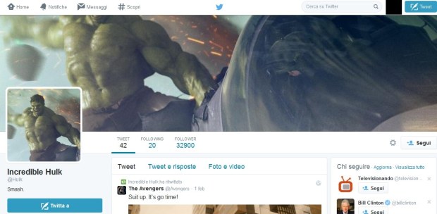 Account Twitter di Hulk