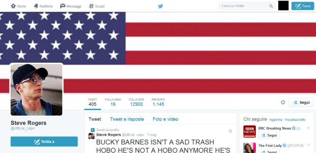 Account Twitter di Steve Rogers aka Capitan America