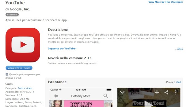 Youtube per iOS