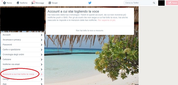 Twitter lista account bloccati