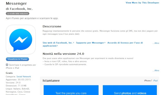 Facebook Messenger per iOS