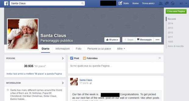 Pagina Facebook: Santa Claus