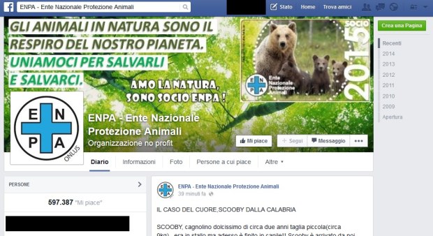 Pagina Facebook dell'Enpa