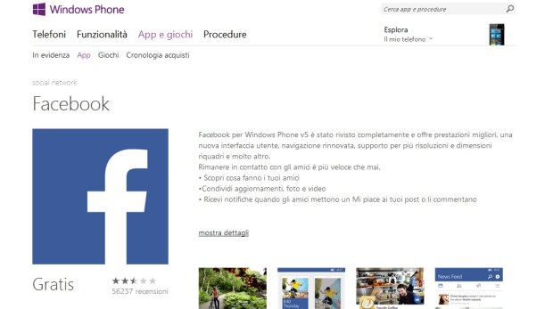 Facebook per Windows Phone
