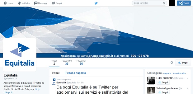 Twitter account Equitalia