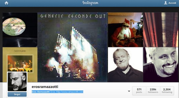 Account Instagram di Eros Ramazzotti