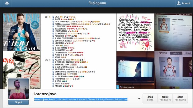 Account Instagram di Jovanotti