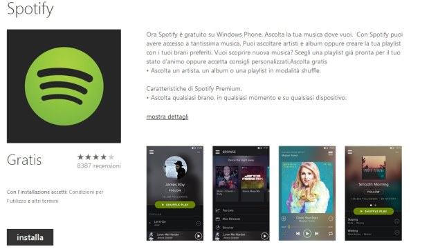 Spotify per Windows Phone