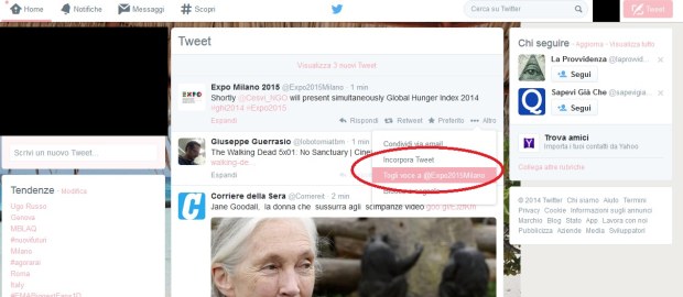 Togli la voce su Twitter