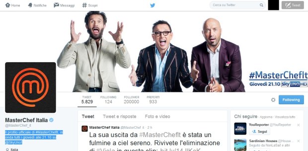Account Twitter di Masterchef Italia