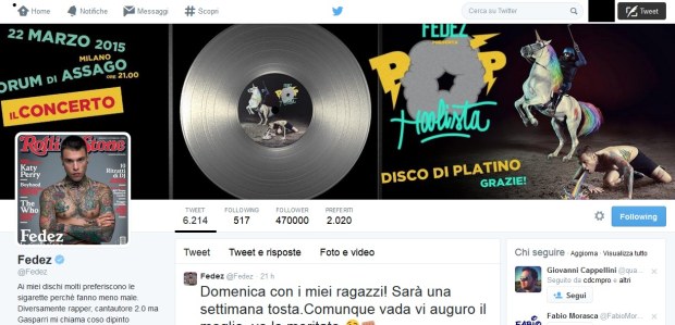 Account Twitter di Fedez