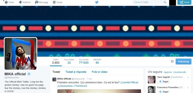 Account Twitter di Mika